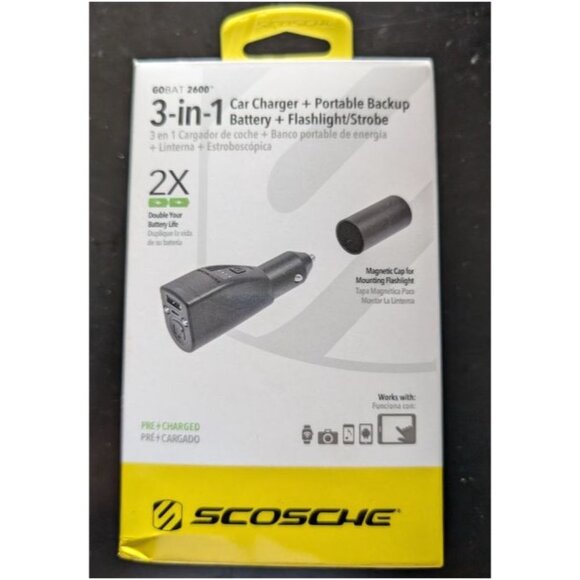Scosche GoBat 3-in-1 12V USB Charger/LED Flashlight/Backup Batter PBC71 - Picture 1 of 7